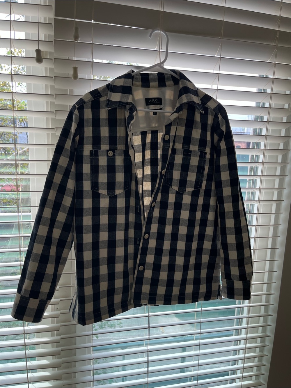 A.P.C. Black & White Checked Shirt Jacket